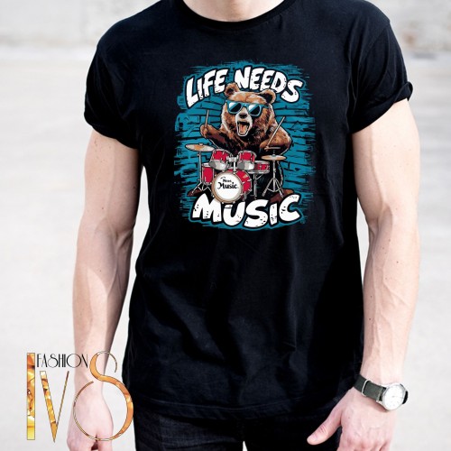 Мъжка тениска с щампа ROCK and ROLL МОДЕЛ:4056