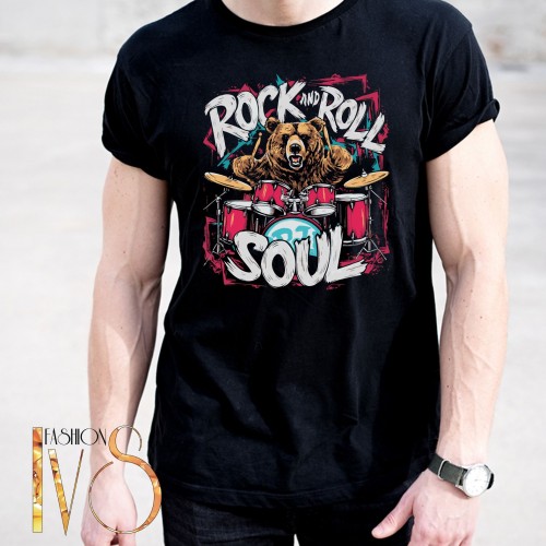 Мъжка тениска с щампа ROCK and ROLL МОДЕЛ:4072