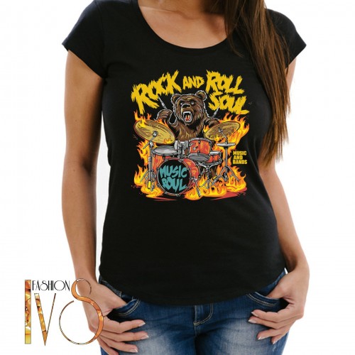 Дамска тениска с печат ROCK and ROLL МОДЕЛ:4075