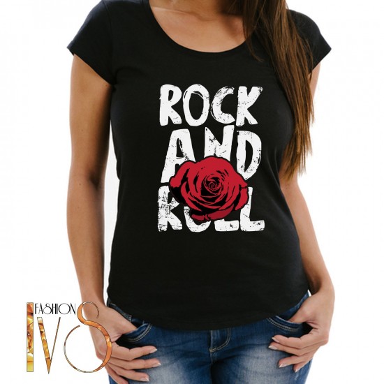 Дамска тениска с печат ROCK and ROLL МОДЕЛ:4035 - ivs.bg