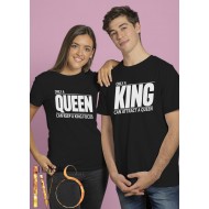 Комплект тениски за двойки с щампа KING QUEEN МОДЕЛ:2868