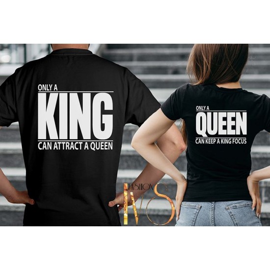 Комплект тениски за двойки с щампа KING QUEEN МОДЕЛ:2869 - ivs.bg