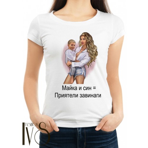 Дамска памучна тениска с принт МОДЕЛ:988