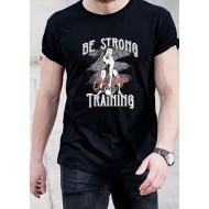 Мъжка черна тениска с щампа СПОРТ И ФИТНЕС МОДЕЛ:2740
