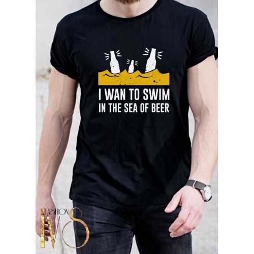 Мъжка тениска I WAN TO SWIM IN THE SEA OF BEER МОДЕЛ:2431