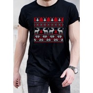 Мъжка черна коледна тениска с щампа МОДЕЛ:721