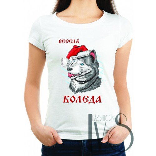Дамска коледни тениска с щампа МОДЕЛ:8568