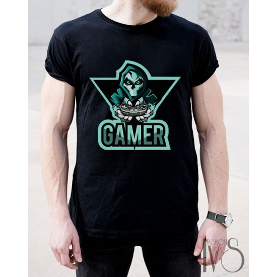 Мъжка черна памучна тениска с принт МОДЕЛ:2753 - ivs.bg