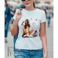 Дамска памучна тениска с печат МОДЕЛ:841